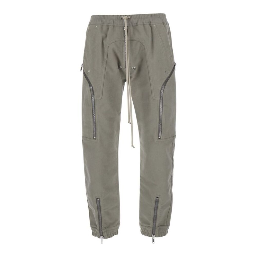 Rick Owens Men 'Heizer' Grey Pants With Side Zip Cargo Pockets In Cotton For Men